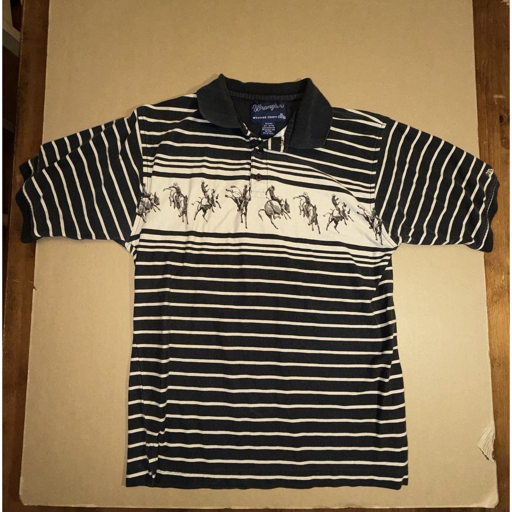 WRANGLER Girls Vintage Polo Shirt Western Rodeo Horses Cowgirl Size XL (14-16)